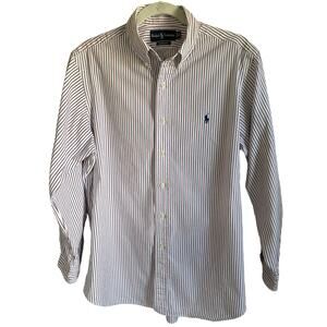 RALPH LAUREN Classic Fit Button Down Shirt Men's Size 16 32/33 Red Blue Stripe